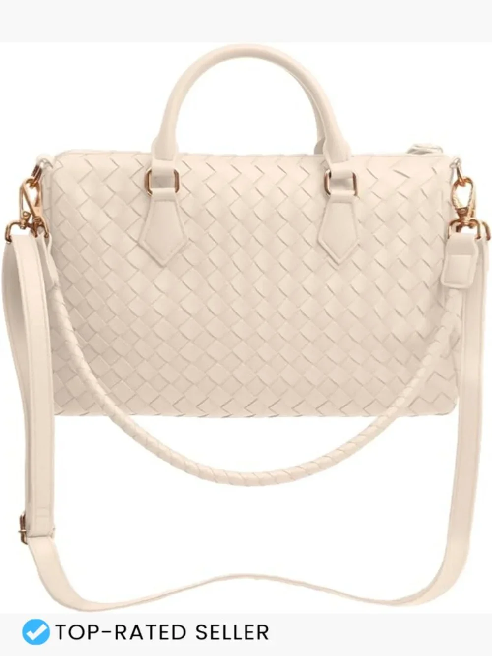 Woven Tote Bag for Women Crossbody Hobo Vegan Leather Travel Lightweight Zipper
